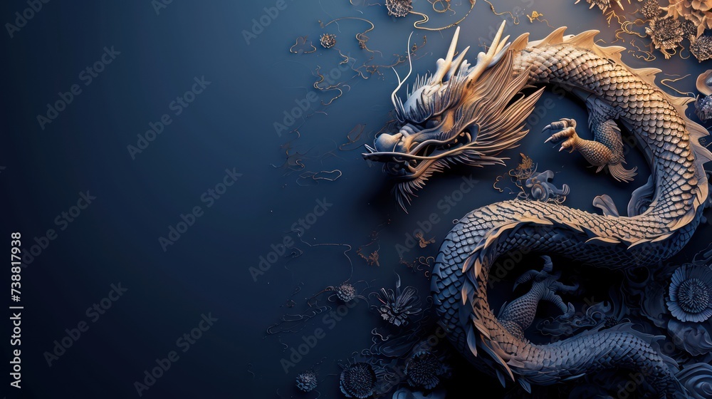 Chinese lunar new year celebration template with zodiac dragon and copy space design. Chinese lunar new year celebration template with zodiac dragon and copy space design.