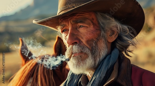 Portrait of an old cowboy in America’s wide west.
