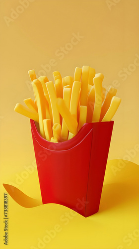 French fries with ketchup and drink red packet against soft background - Ai Generated