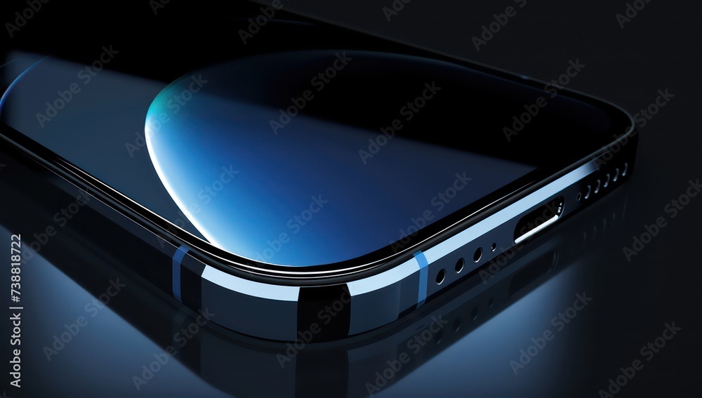 close up of the front screen of a black smart phone, in the style of simplistic vector art, realistic usage of light and color close up of the front screen of a black smart phone, in the style of simplistic vector art, realistic usage of light and color