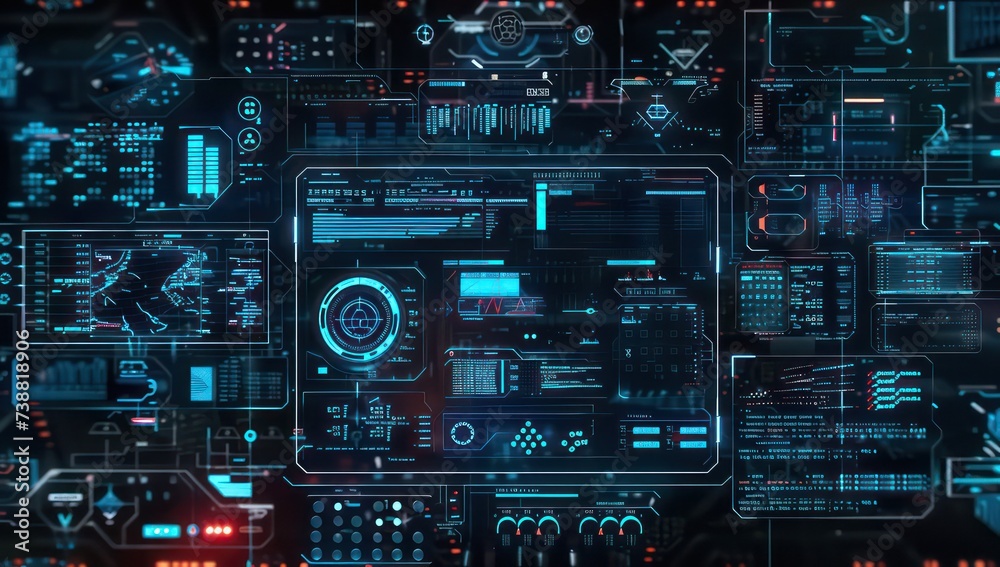 a dark screen full of data and coding, in the style of multilayered mixed media a dark screen full of data and coding, in the style of multilayered mixed media