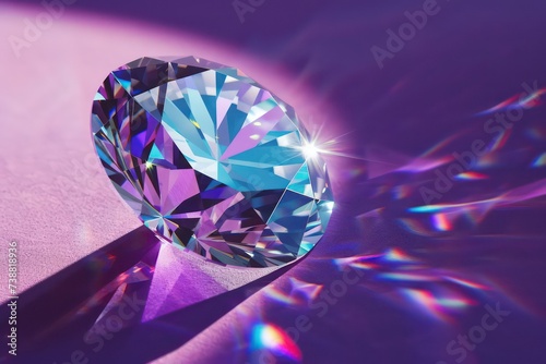 a diamond in the light, in the style of dark cyan and violet