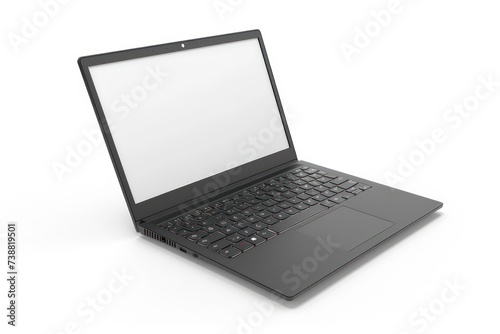 a laptop with a white screen isolated on a white backgrounda