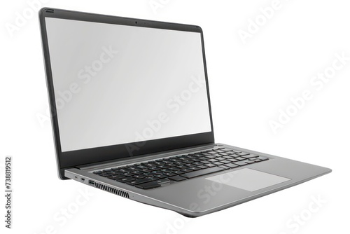 a laptop with a white screen isolated on a white background