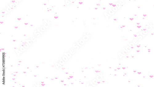 Romantic concept frame material (transparent background) with pink hearts spread around. PNG with alpha channel. Valentine's Day greeting card concept. mother's day commemorative design photo