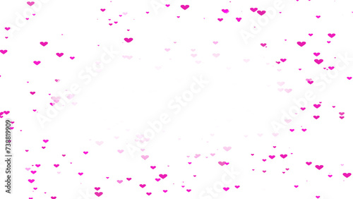 Romantic concept frame material (transparent background) with pink hearts spread around. PNG with alpha channel. Valentine's Day greeting card concept. mother's day commemorative design