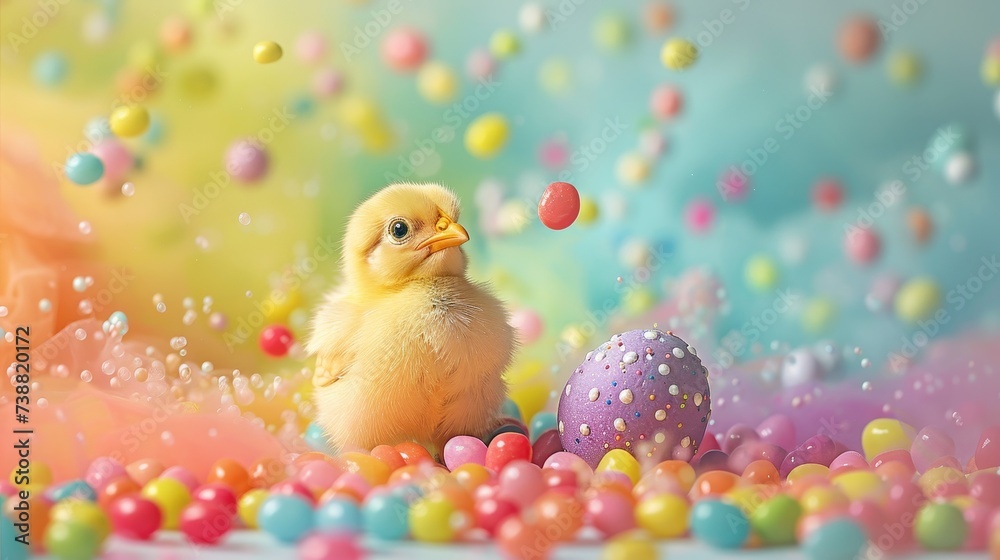 Pastel Easter Delight - Chick, Painted Egg, Jelly Bean Rainbow Pastel Easter Delight - Chick, Painted Egg, Jelly Bean Rainbow