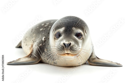  seal on a white background, in the style of light white and dark gray, naturalistic poses photo