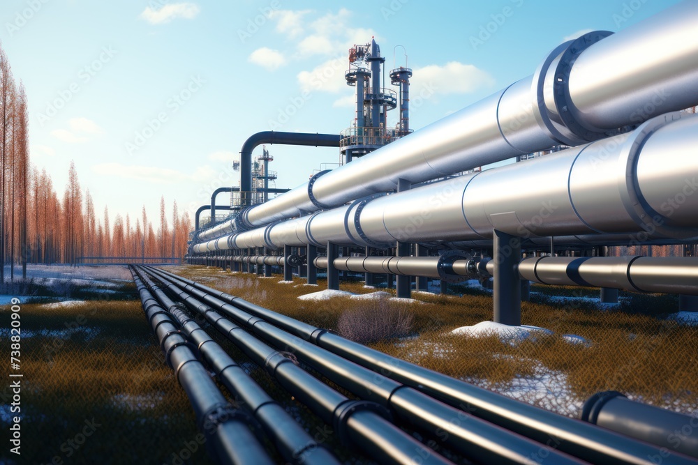 Oil delivering pipeline transport oil in far distances.