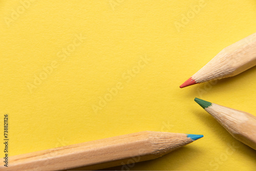 Colored pencils on an empty background