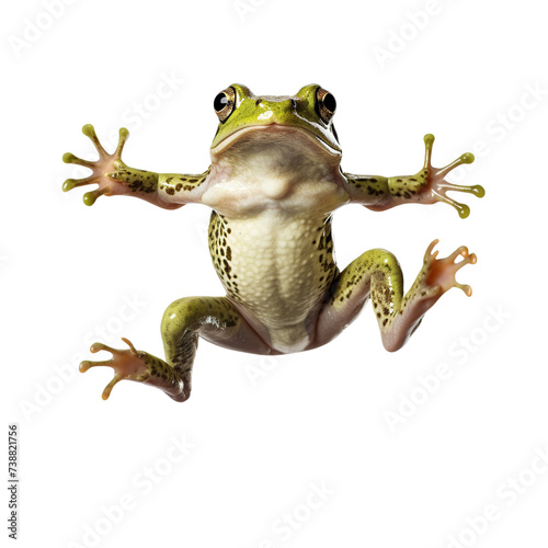 Frog jumping isolated on transparent or white background