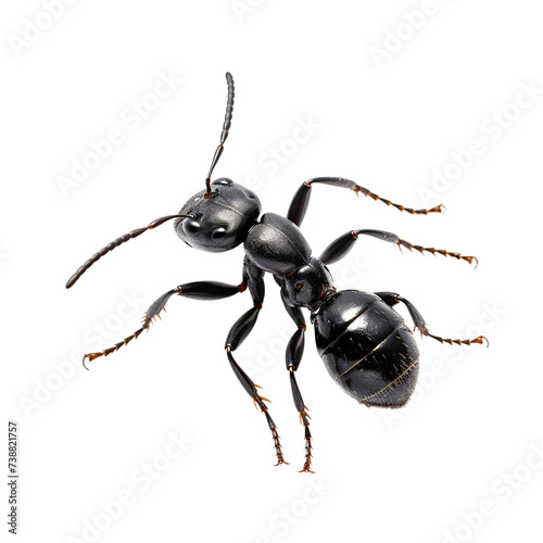 Black ant isolated on transparent or white background
