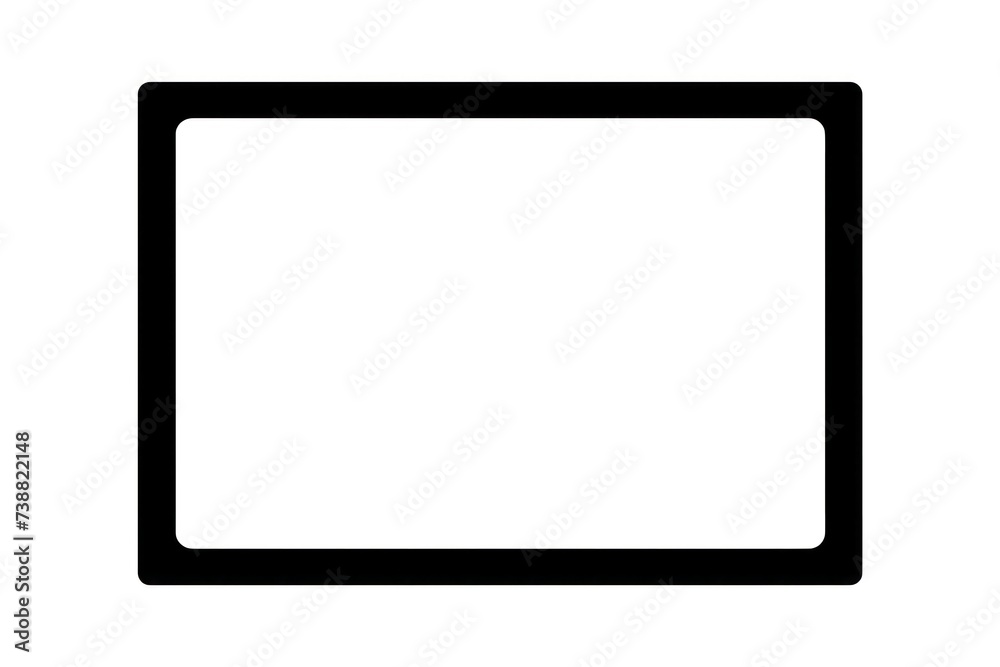 electronic screen white frame icon with black frame and blank white screen - obrazy, fototapety, plakaty 