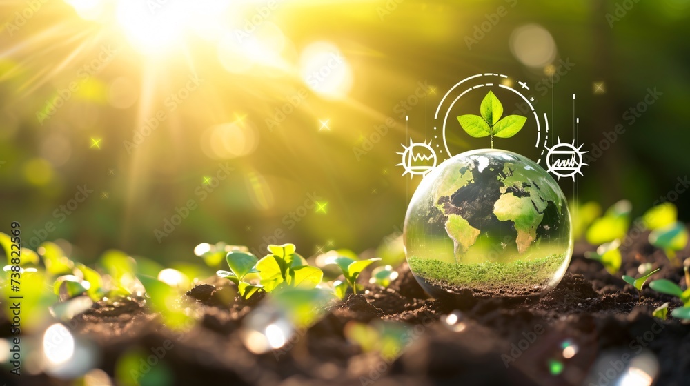 a glass globe with a green plant inside a glass globe with a green plant inside