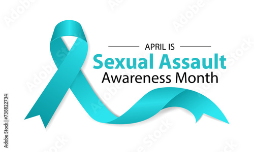 Sexual assault awareness month concept. Banner with teal ribbon Vector illustration . Poster, flyer and Banner, background design.