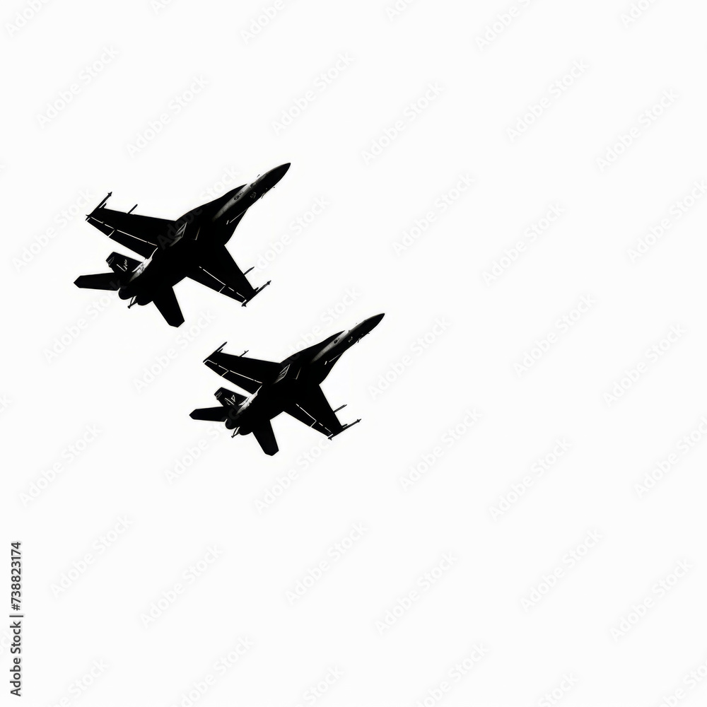 Silhouettes of fighters in formation on a white background
Silhouettes of fighters in formation on a white background