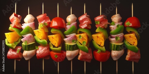 skewers with meat, vegetables and herbs © STOCKYE STUDIO