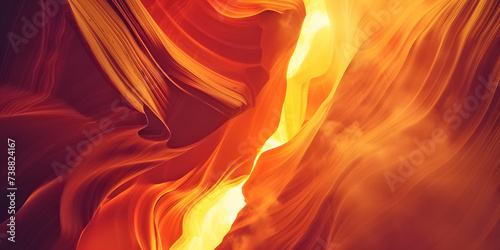 A vibrant abstract background featuring dynamic waves of orange and red hues, resembling flames