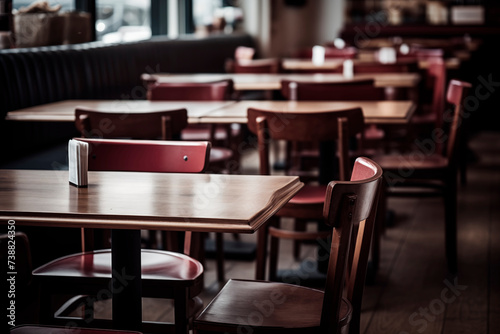 A delightful image capturing the ambiance of a restaurant or coffee shop with well-arranged tables and chairs