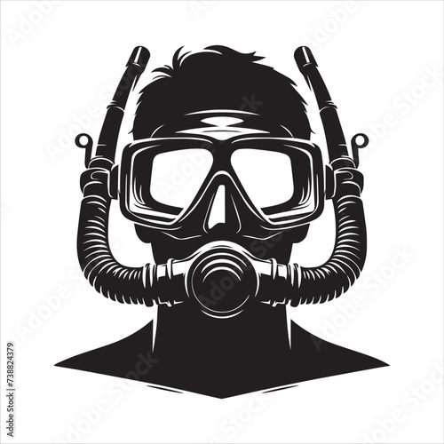 silhouettes of diving mask isolated on white background