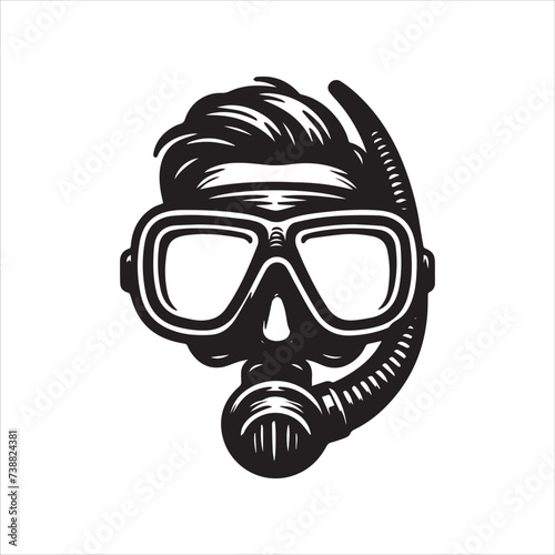 silhouettes of diving mask isolated on white background © Furqan