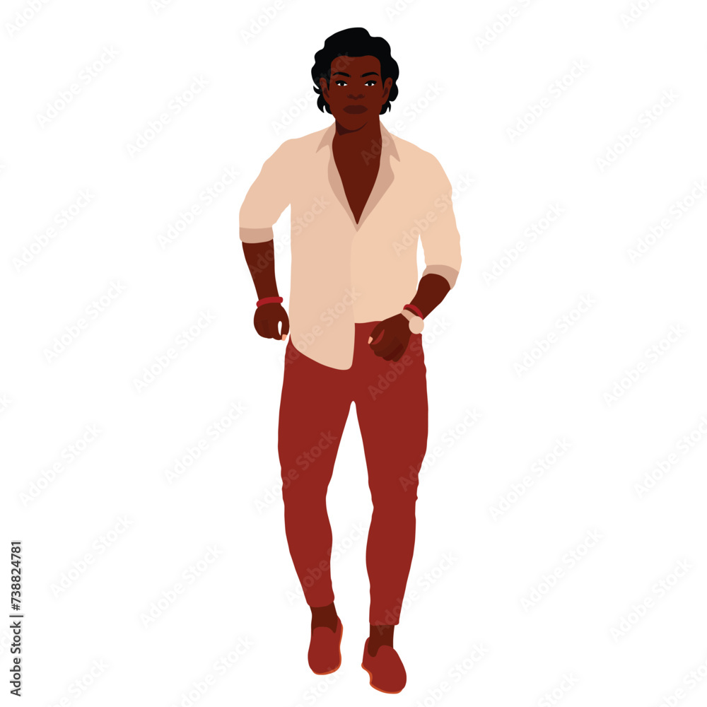 Fototapeta premium Modern fashionable black man in elegant art style vector