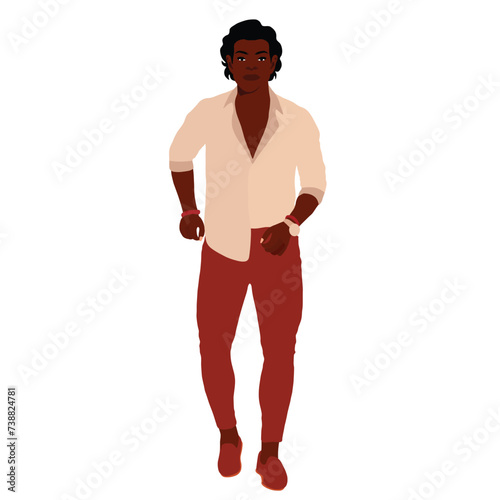 Modern fashionable black man in elegant art style vector