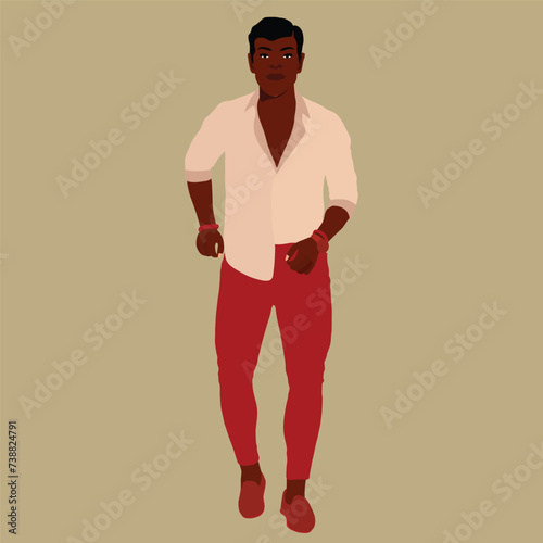 Handsome black man in elegant art style vector