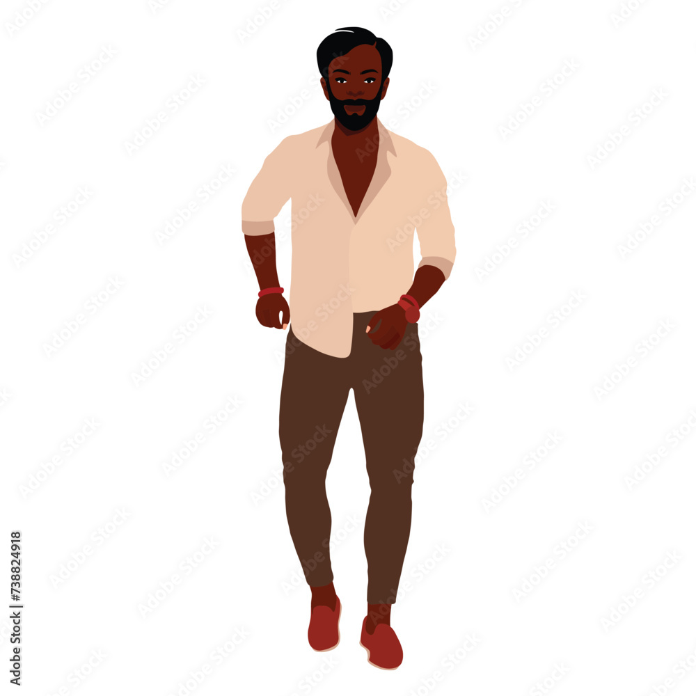 Fototapeta premium Handsome black man in elegant art style vector