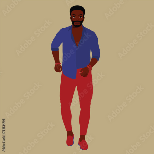 Afro black man in elegant art style vector