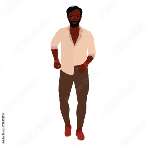 Handsome black man in elegant art style vector