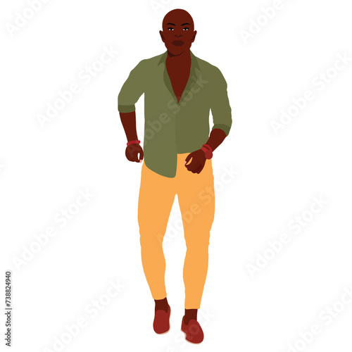 Bold stylish black man in elegant art style vector