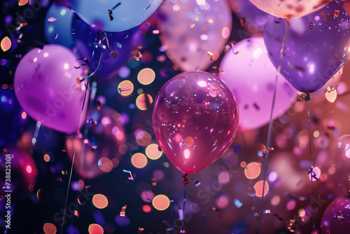 A slide background showcasing a party. Celebration spirit. Balloons. Background image. Created with Generative AI technology