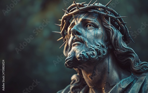a statue of a man with a crown of thorns