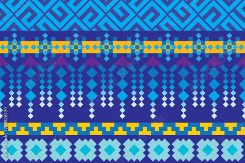 illustration pattern of the blue square color on deep blue background.