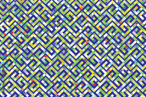 illustration pattern of the square color on blue background.
