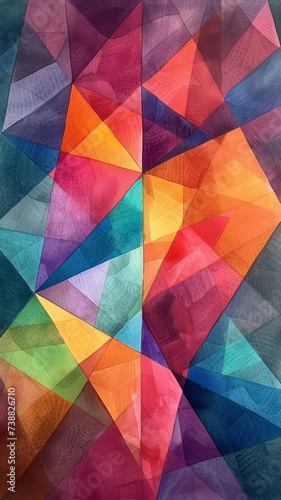 Geometric abstracts in watercolor shapes and hues in harmony