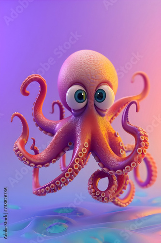 Octopus against soft background - Ai Generated