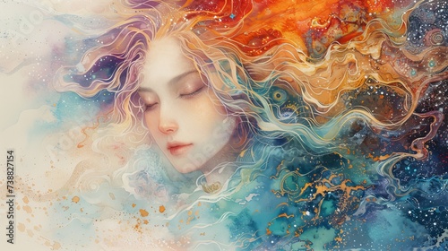 Zodiac signs in watercolor celestial destinies intertwined