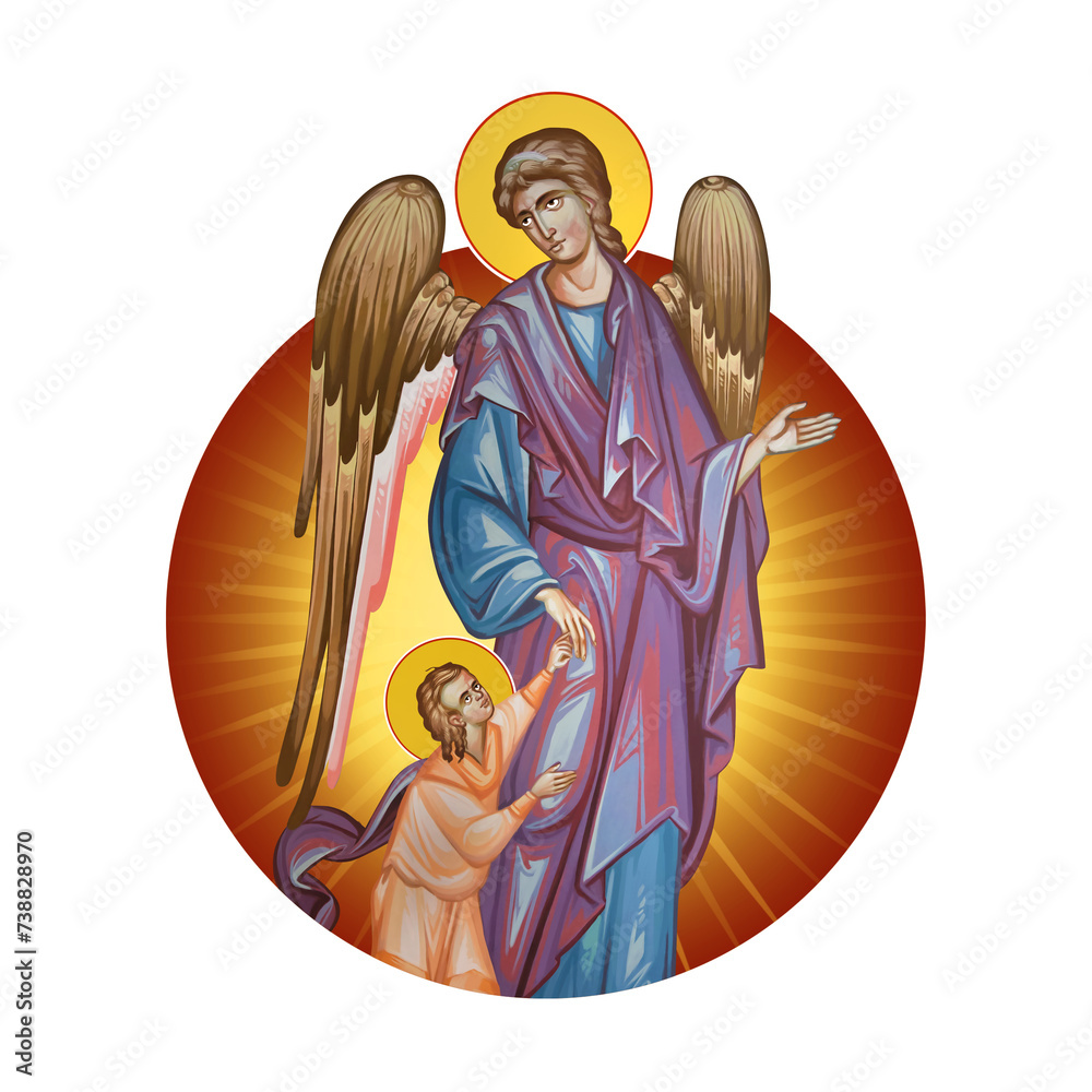 Fototapeta premium Medallion with on white background. Illustration in Byzantine style isolated