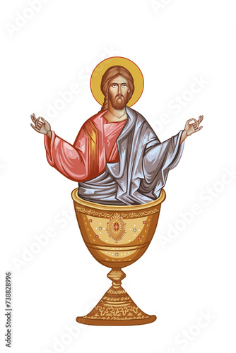 Illustration in Byzantine style isolated on white background
