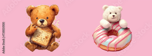 Whimsical Teddy Bears: One with Bread, Another Inside