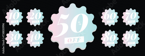 shiny gradient Discount Stickers for Eye Catching Appeal. Circle sale Labels for flat sale in the shopping market	