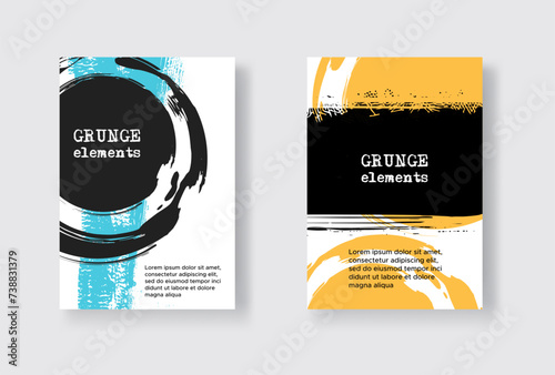 Collection of grunge covers with brush strokes.