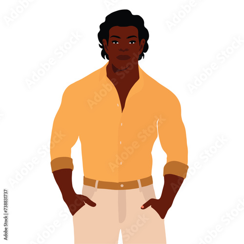 Modern fashionable black man in elegant art style vector