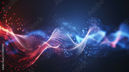 Abstract futuristic background wave with connecting dots and lines on a dark background