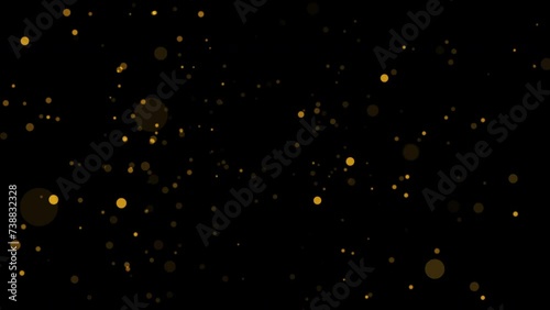 Abstract  loop animation flickering glow orange gold bokeh bubble particles flow on black background. 4K 3D seamless looping orange bokeh particles dust fly in the air.
