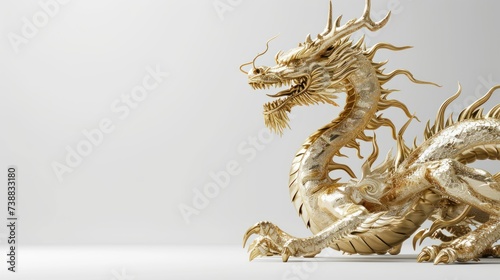 Golden Chinese zodiac dragon 3D rendering. © Joyce