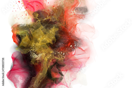 Luxury red, black, gold background marble liquid ink art. Vector illustration.