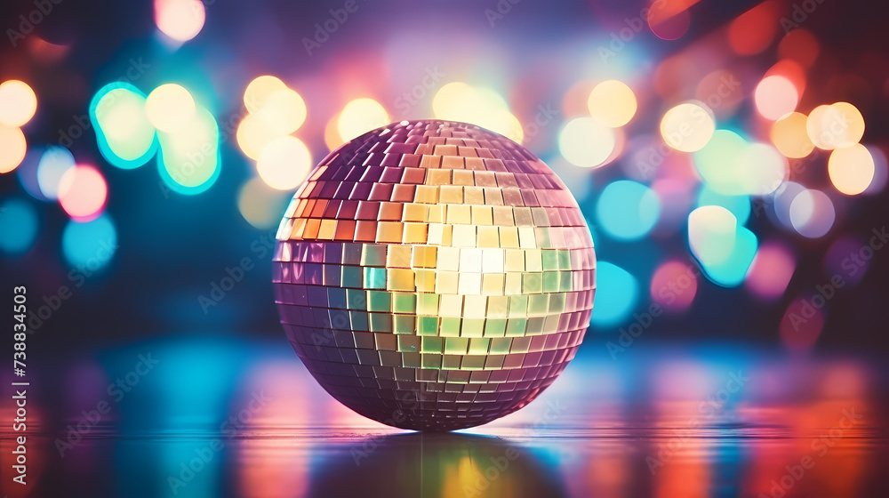 Obraz premium Vibrant glowing disco sphere